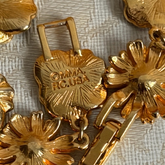 VTG MMA Imperial Wildflower Hand Enameled 22K Gold & Czech Crystals Bracelet - Picture 6 of 9